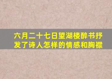 六月二十七日望湖楼醉书抒发了诗人怎样的情感和胸襟