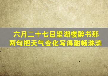 六月二十七日望湖楼醉书那两句把天气变化写得酣畅淋漓