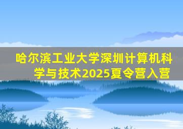 哈尔滨工业大学深圳计算机科学与技术2025夏令营入营