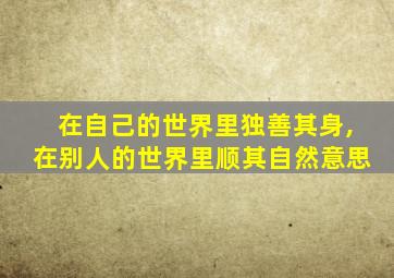 在自己的世界里独善其身,在别人的世界里顺其自然意思