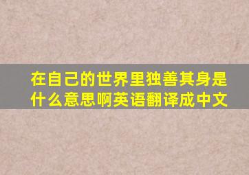 在自己的世界里独善其身是什么意思啊英语翻译成中文